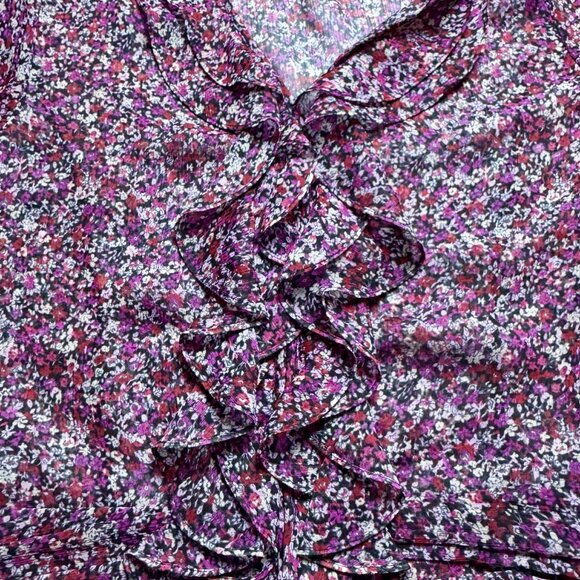 Express Sheer Floral Ruffle Blouse Top NWT Size Small - Picture 4 of 9